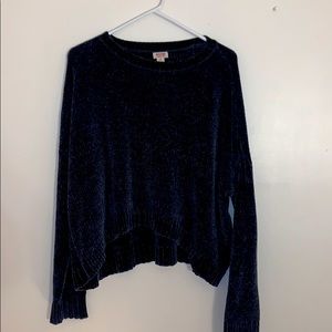 oversized blue cropped sweater